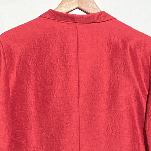 EILEEN FISHER VINTAGE Women’s Red Silk and Wool Textured Open Front Coat large - Picture 5 of 5